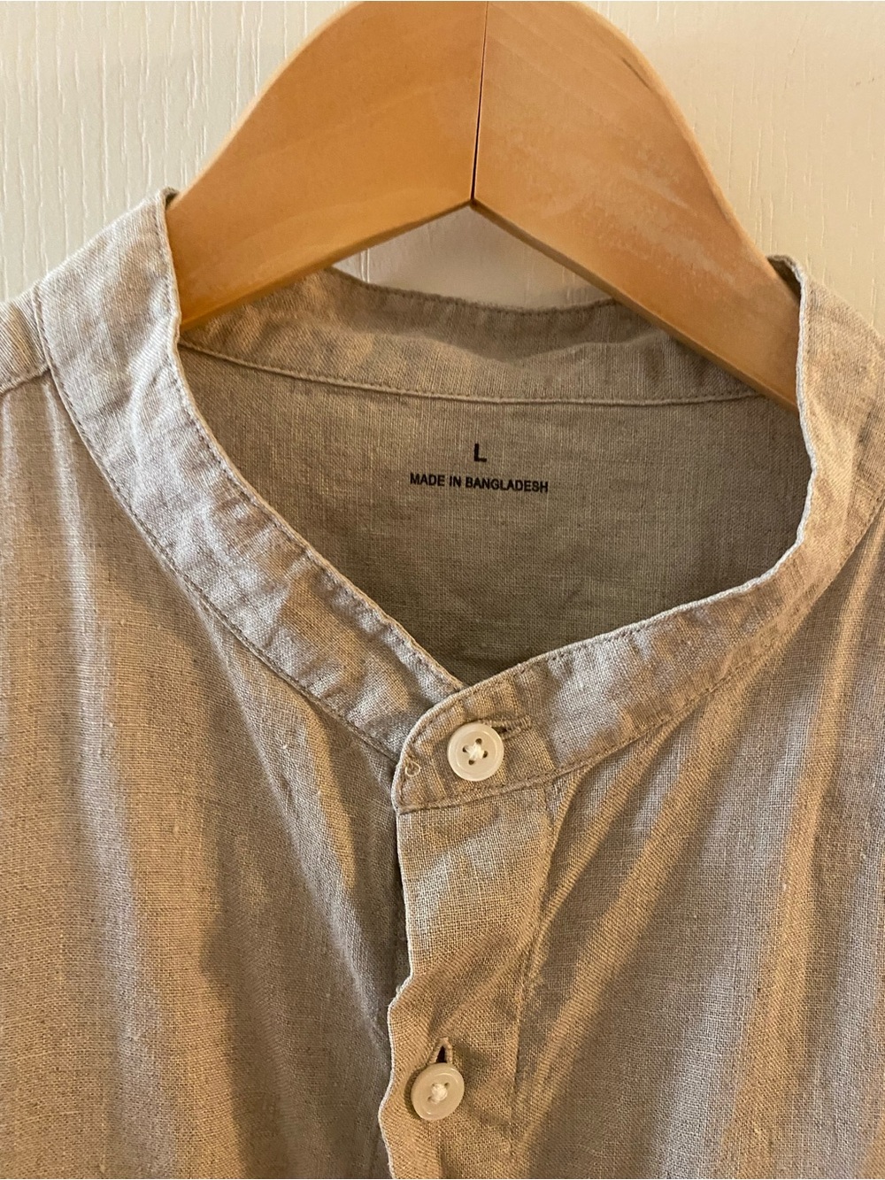 MUJI Men’s 100% Linen Stand Collar Shirt in Natural - L - Picture 9 of 16